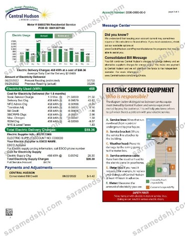 USA New York Central Hudson A fortis company utility bill, Word and PDF template, 3 pages 3